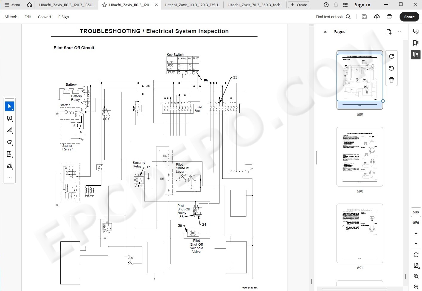 Hitachi excavator Zaxis ZX110-3 ZX120-3 ZX135US-3 service manual